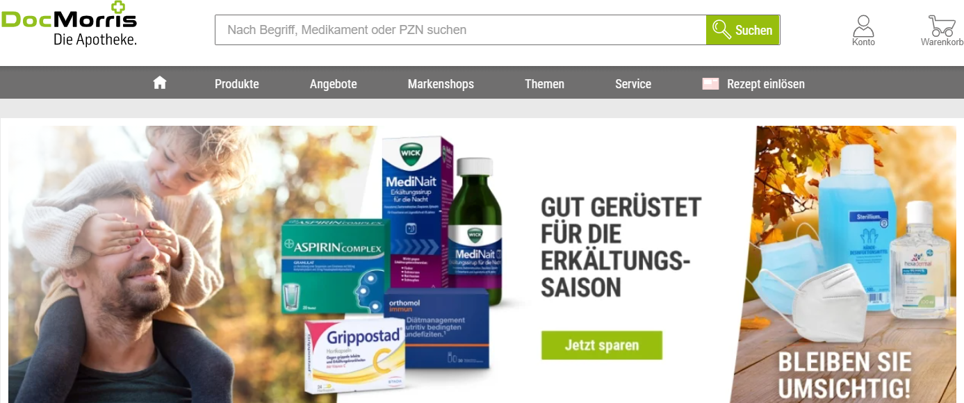 Die Startseite von Docmorris