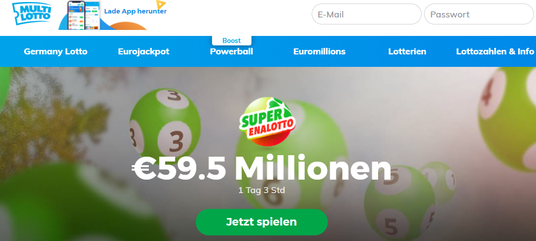 Die Startseite von Multilotto