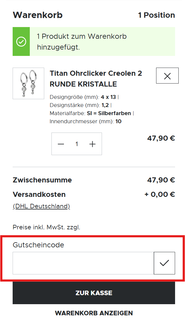 PIERCINGLINE Rabattcode einlösen