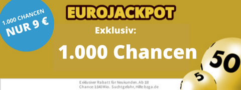 1.000 EuroJackpot-Chancen nur 1€ (statt 10€) 