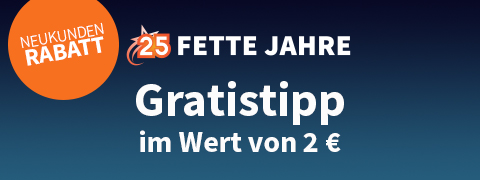 Lotterie "25 Fette Jahre" Gratistipp im Wert von 2€