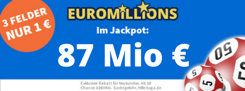 230 Mio € Jackpot bei EuroMillions mit 5€ Gutschein