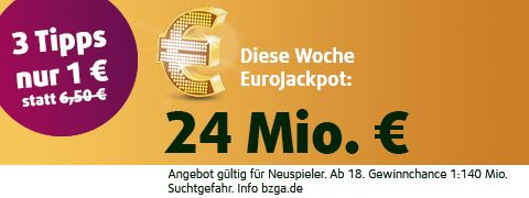 Spiele mit 10€ Rabatt um 64 Mio. € im EuroJackpot