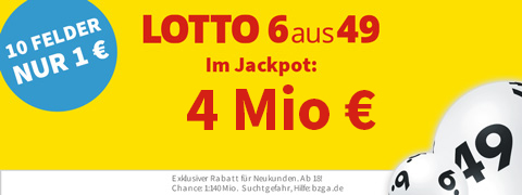<b>35 Mio €</b> Jackpot bei LOTTO 6aus49 mit 11€ Gutschein