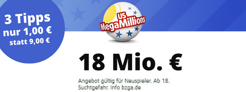 8€ Gutschein auf den 29 Mio. € MegaMillions Jackpot