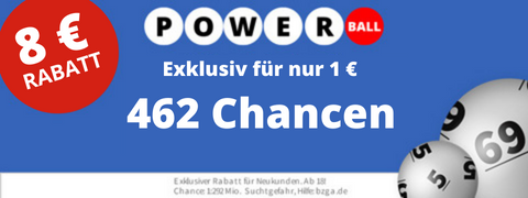 8€ Gutschein: Spiele 462 PowerBall-Chancen für nur 1€