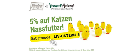 Osteraktion auf futterplatz.de: Sichere dir 5% Rabatt auf Nassfutter für Katzen!