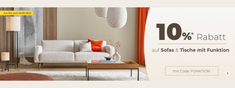 Sofa-Gutschein: 10% Rabatt auf funktionale Sofas und Tische