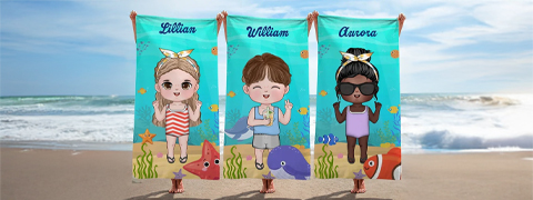 Personalisiertes Marine-Strandtuch für kleine Abenteurer bei Callie