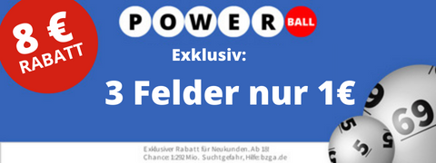 3 Felder PowerBall nur 1€ mit dem 8€ Gutschein