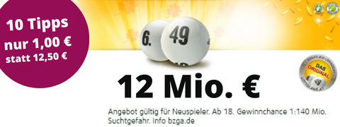 11,50€ Rabatt auf den 12 Mio. € LOTTO 6aus49 Jackpot