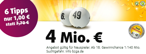 Exklusiver GUTSCHEIN: 6,70 € Rabatt auf den <b>39 Mio. €</b> LOTTO 6aus49 Jackpot